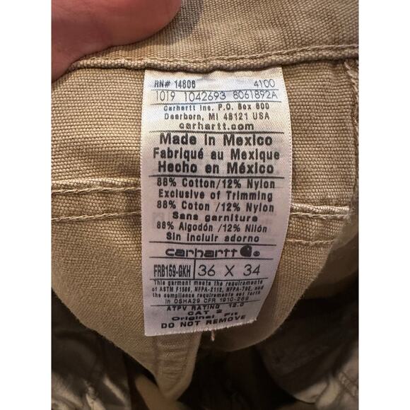 Carhartt FR 2112 Flame Resistant CAT 2 Work Pants Loose Fit Durable 36x34 - Picture 6 of 6